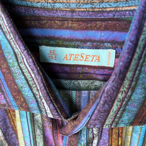 Ateseta Men’s Patterned Shirt – Size 40 (15 ¾ US) - Picture 2 of 2